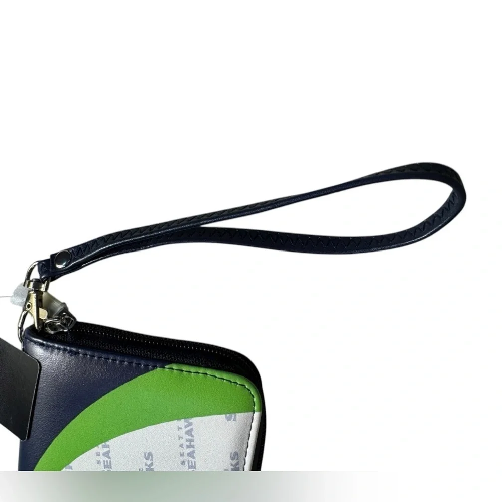 Little Earth Navy Green Cream Seattle Seahawks Wristlet Wallet